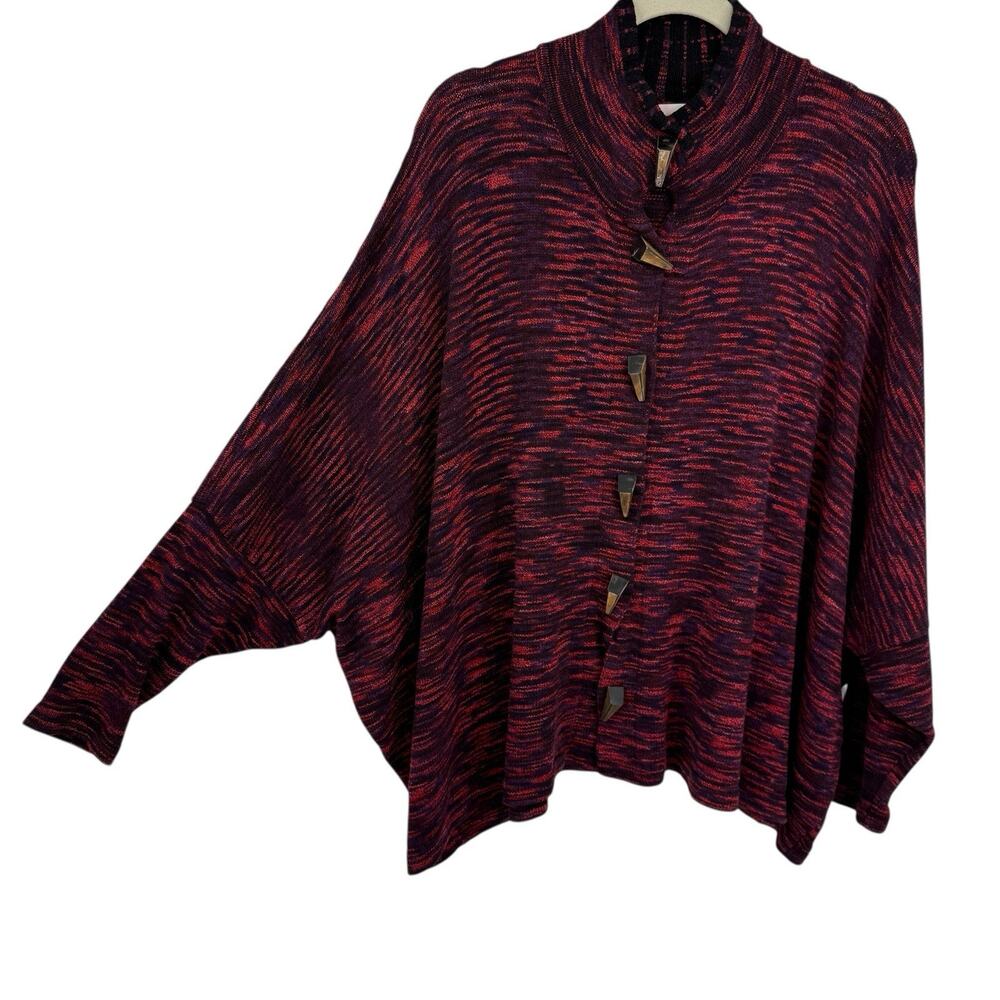 Baobei Artsy Wooden Button Cardigan O/S One size Marled Purple Dolman Boxy Wool